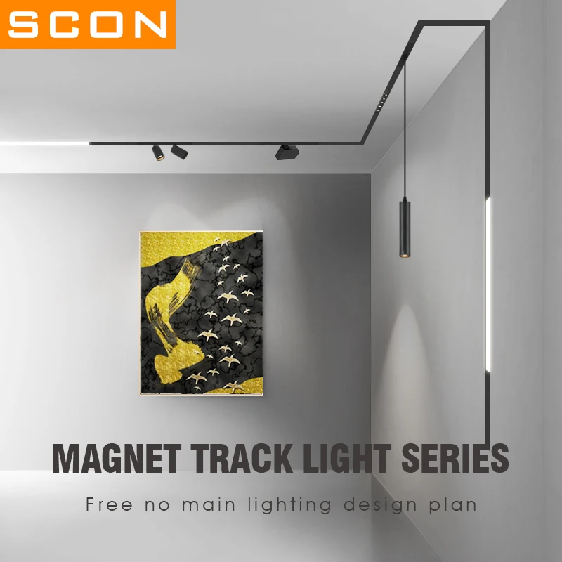 

SCON Modern Recessed Magnetic Track Light Ceiling Lamp Rail Systems Indoor Living Room Hallway Track Lighting Led Spotlight