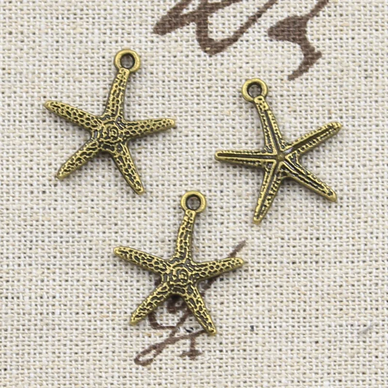 20pcs Charms Marine Starfish 20x18mm Antique Bronze Silver Color Pendants Making DIY Handmade Tibetan Silver Color Jewelry