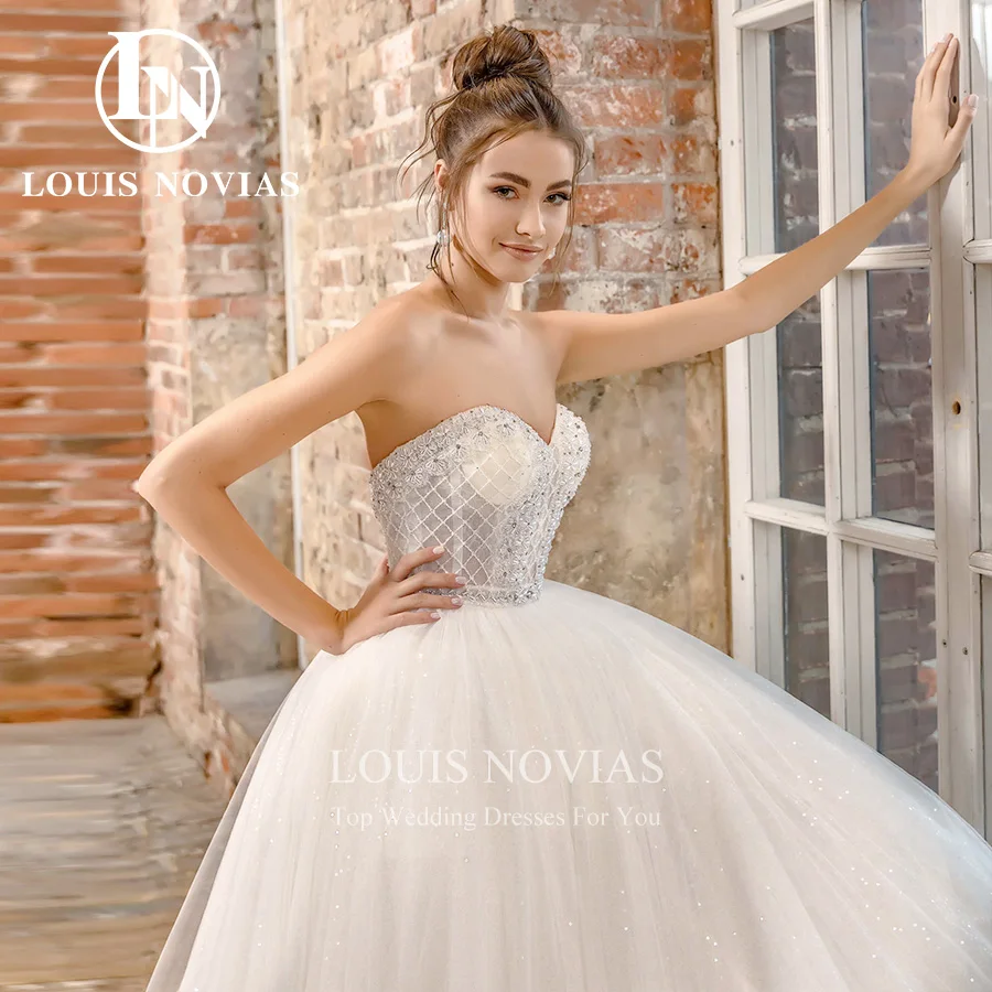 

LOUIS NOVIAS Ball Gown Wedding Dresses Sexy Classic Beading Strapless Princess Bride Dress Lace Up Sweetheart Vestidos De Novia
