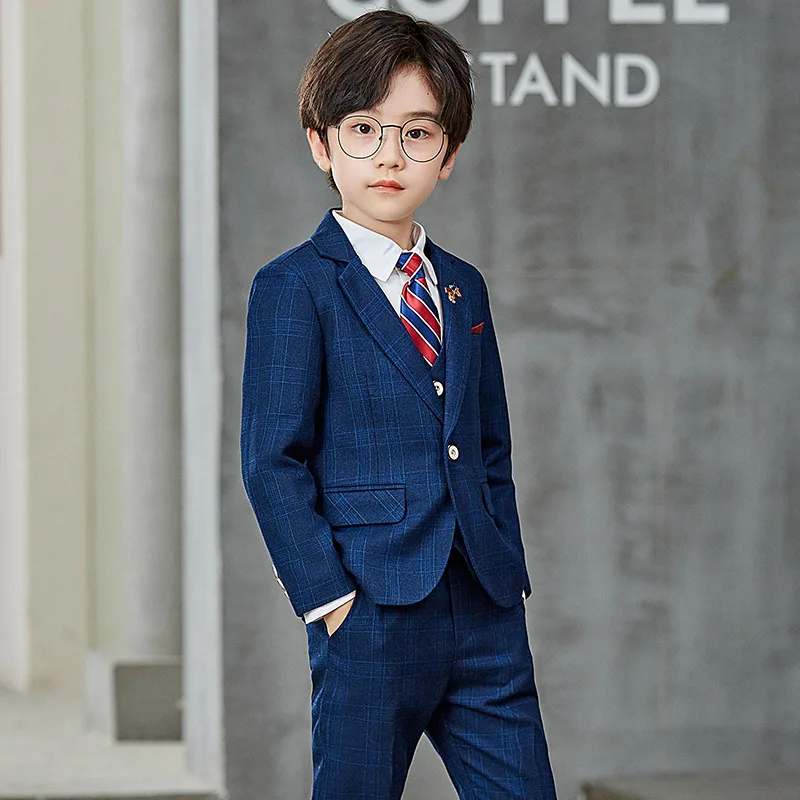 

Boys Wedding Suit Kids Formal Jacket Vest Pants Bowtie Photography Set School Children Speech Host Performance Prom Tuxedo Dress