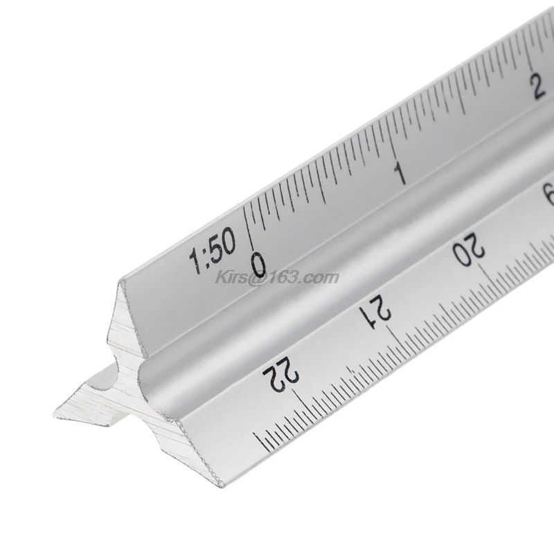 30cm Aluminium Metal Triangle Scale Architect Engineer Technical Ruler 12\