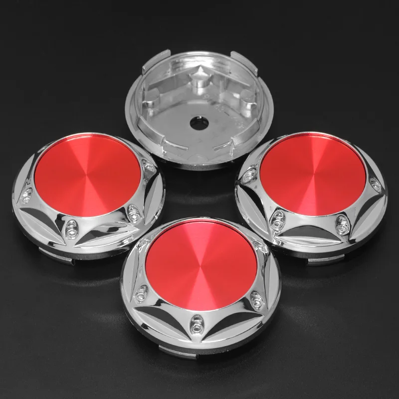 4pcs 68mm with 45MM Red Silver Aluminum Sticker Car Hub Cap For BBS Rays Volk Enkei XXR Tokyo Attack OZ Racing Wheel Rim Hub Cap