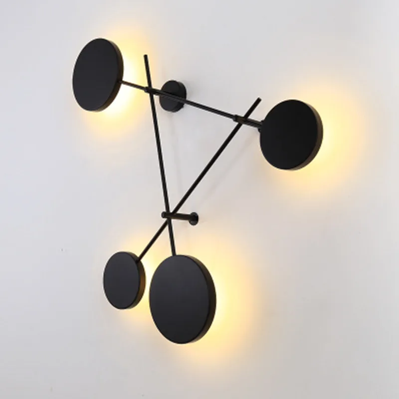 

Modern Nordic Round Wall Lamps Bedroom Bedside Lamp Led Wall Sconce Light Fixtures Black Iron Luminaire Indoor Loft Home Decor