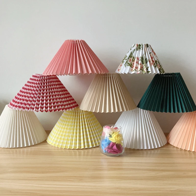 Pleated KD table lamp lampshade E27 Korea ins wall lamp lampshade modern minimalist DIY Nordic washable lampshade