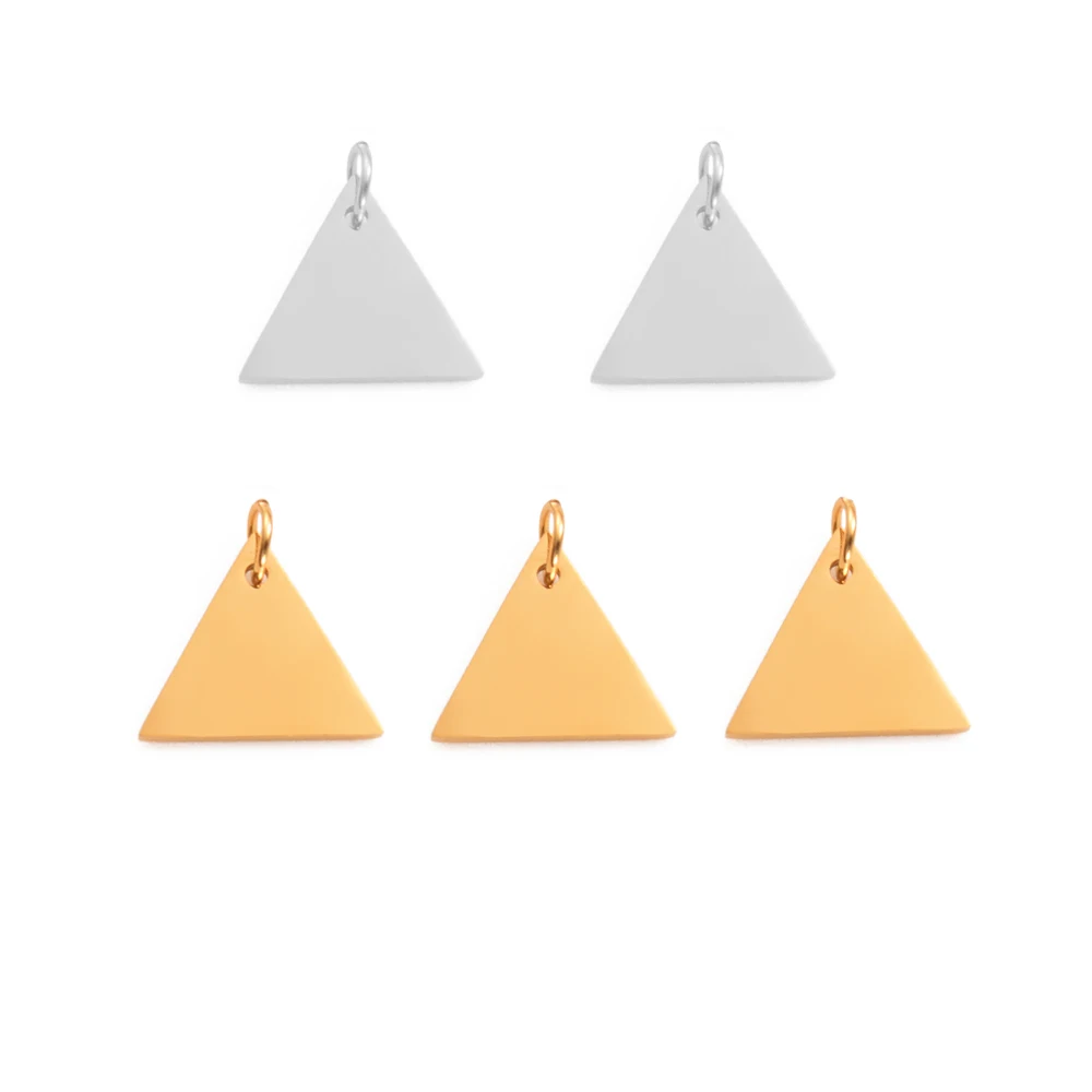 10Pcs/lot Triangle Tag Charm Pendant for Bracelet Necklace Jewelry Making Tag Stainless Steel Mirror Polished