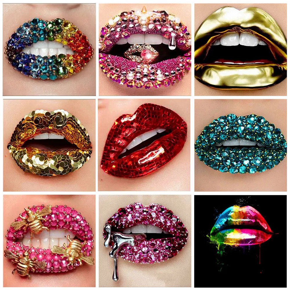 

Colorful Abstract Woman Sexy Lips 5D Diy Diamond Painting Cross Stitch Kit Mosaic Sale Diamond Embroidery Full Square Home Decor