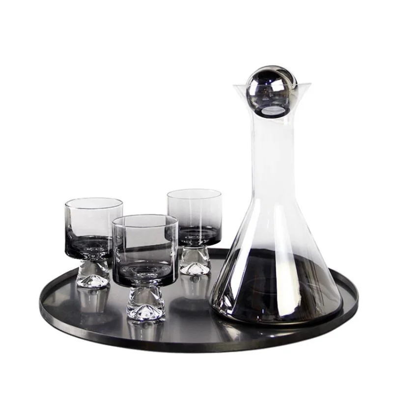 

1 Bottle 2 Cups Whiskey Decanter Wine Decanter Copper Coated Whisky Wine Glass Smoked Gradient Beautiful Wine Decanter Set