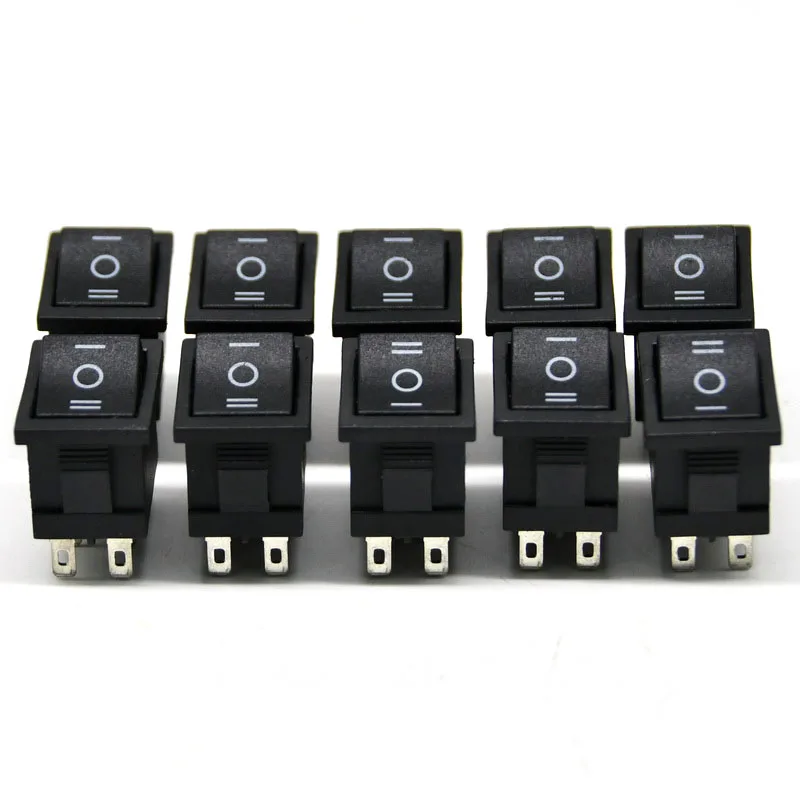 10Pcs KCD1 Drukknop 15X21Mm 2 /3 Pin Spst Mini Switches 10A/125V 6A/250V Snap-In On-Off-On Boot Rocker Switch