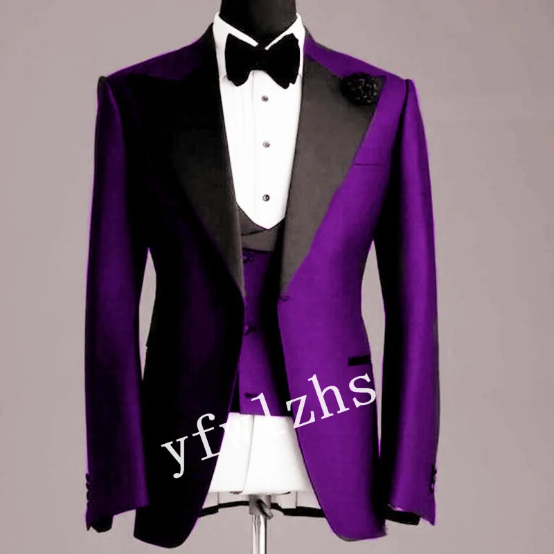 New Arrival One Button Groomsmen Peak Lapel Groom Tuxedos Men Suits Wedding/Prom Best Blazer ( Jacket+Pants+Vest+Tie) B255