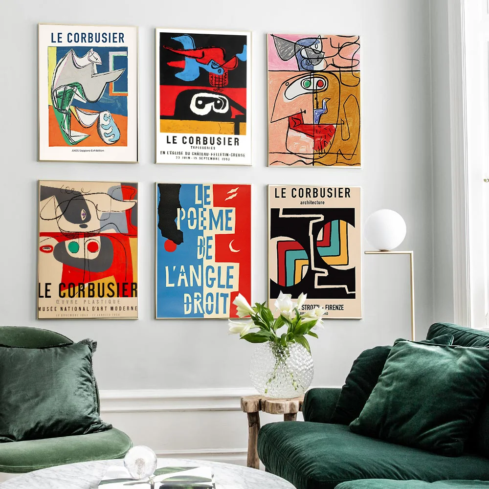 

Posters and Prints Le Corbusier Abstract Exhibition Poster Wall Art Line Face Picture Canvas Painting for Room Home Decor