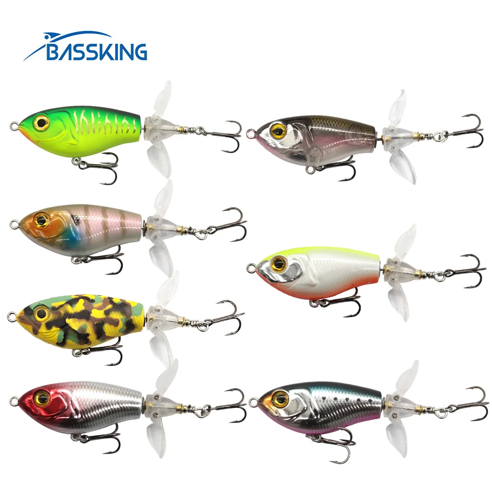 

BASSKING Floating Pencil Bait 65mm/9g 80mm/16g Propeller Rotating Tail Fishing Lure Whopper Popper Artificial Bait Pesca Wobbler