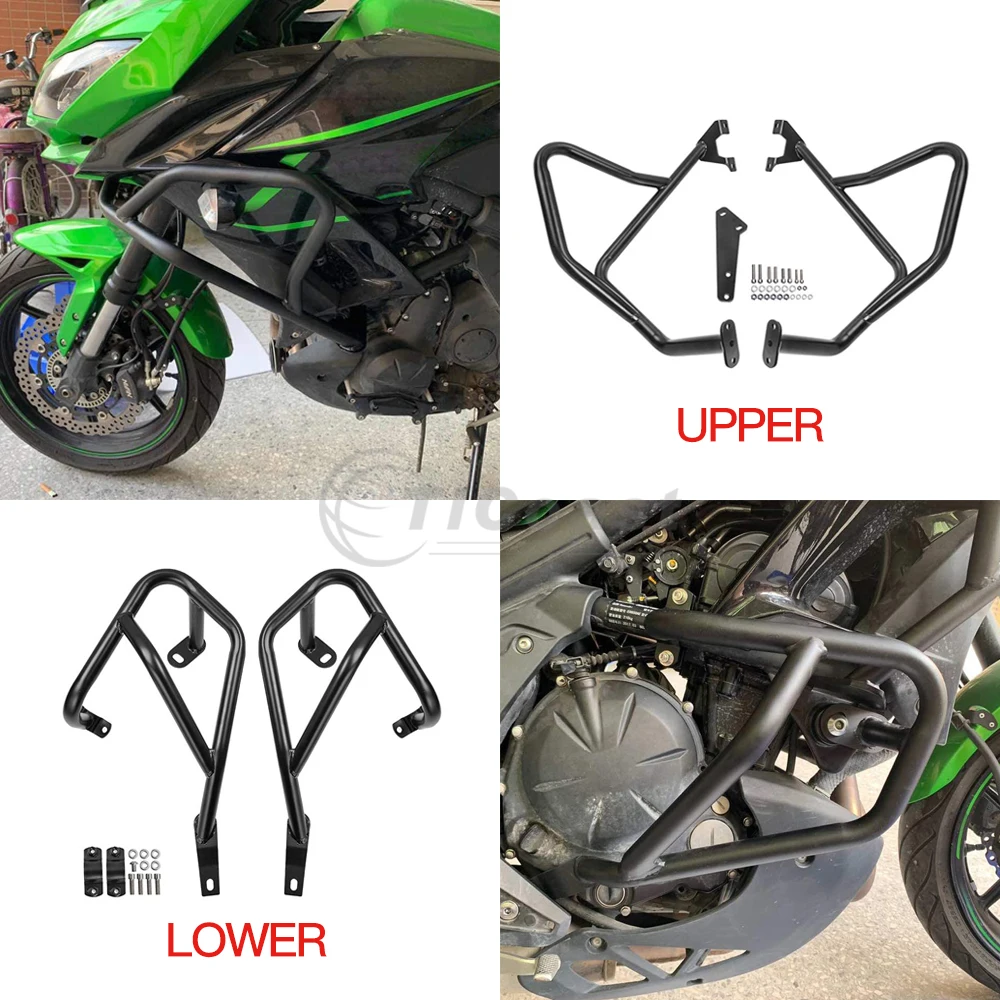 

Motorcycle Highway Engine Lower Upper Guard Crash Bars Frame Protector For Kawasaki Versys 650 KLE650 2015-2020