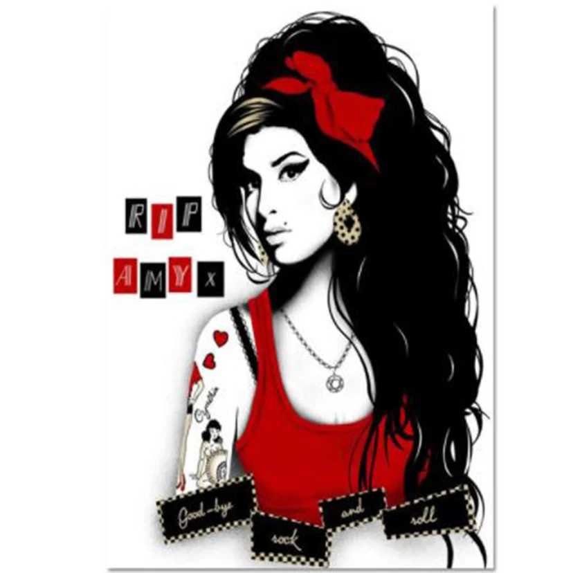 5D DIY Diamond Painting Cross Stitch Full Square Diamond Mosaic Full Round Diamond Embroidery Amy Winehouse Art Picture WG2476