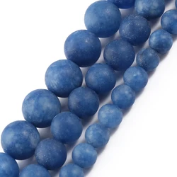 Matte Blue Kyanite Natural Jades Stone Beads Round Loose Spacer Beads for Jewelry Making DIY Bracelets Necklace 6/8/10mm 15''