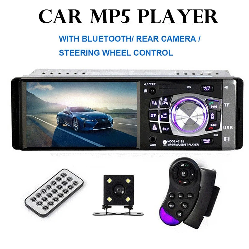 Single spindle 4.1 inch high-definition car multimedia mp5 player mp3 U disk card machine with steering wheel remote control