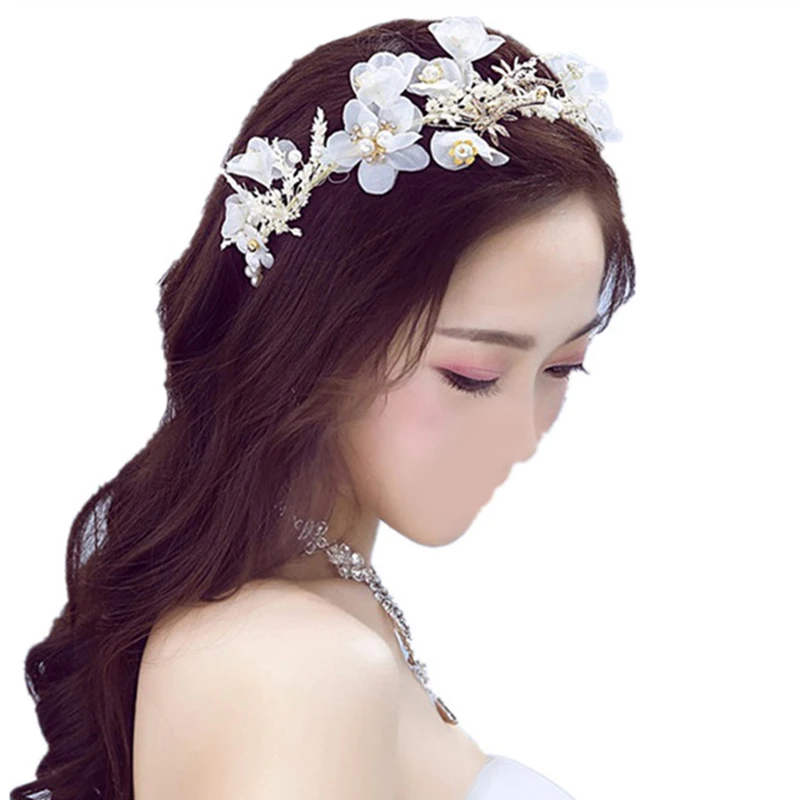White Wedding Headdress Starry Dried Flower Hair Band Bride Head Flower HeadBand Hair Accessories