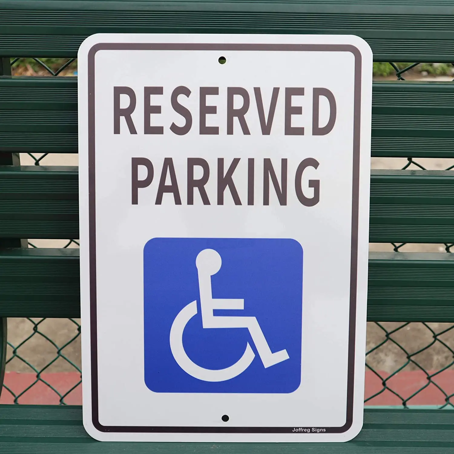 Joffreg Reserved Parking,Federal Handicap Parking Sign,17 x 12 inches,Reflective Aluminum,2 Pack