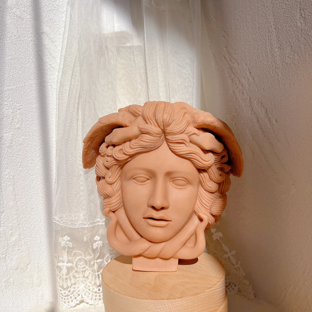 Greek Sculpture Medusa Bust Candle Mold Statues Body Face Snake Hair Figure Wax Candles Silicone Molds