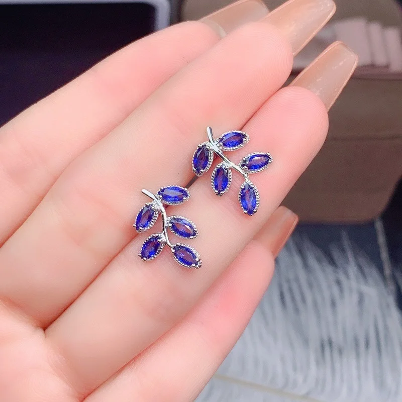 

Женское украшение из серебра серьги с голубым сапфиром пробы, с натуральным драгоценным камнем, для свадебной вечеринки, 925