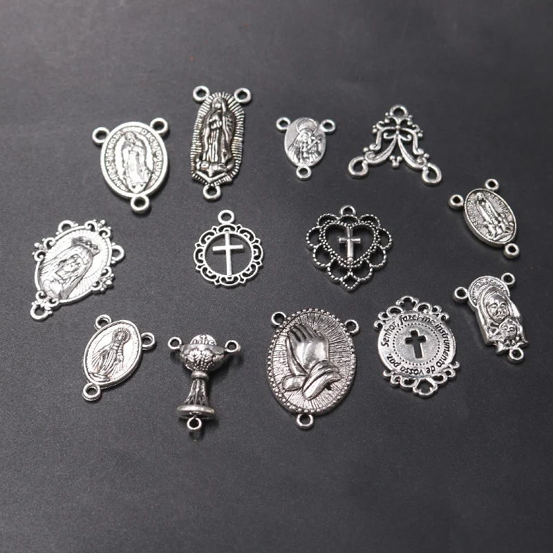 1 pacote retro cristão católico poroso conectores virgem maria sagrada cruz sagrada graal encantos diy jóias artesanato acessórios p592