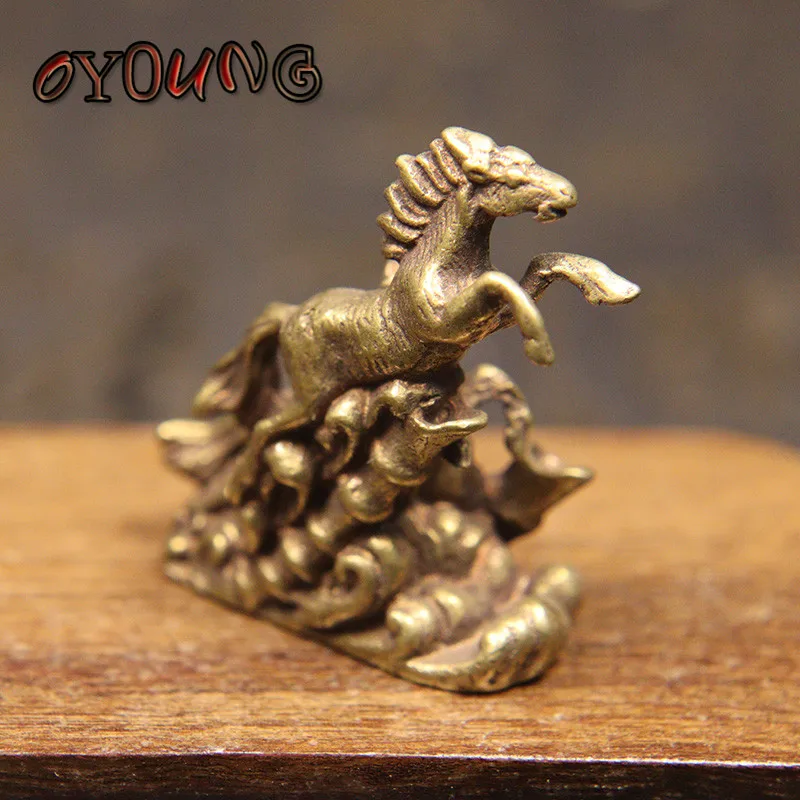 Solid Brass Running Horses Small Statue Ornaments Home Decor Incense Burner Living Room Decorations Animal Miniatures Figurines