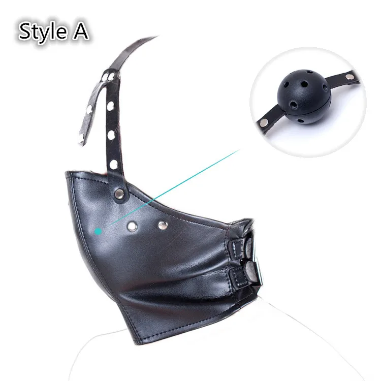 Fetish Bondage Leather Head Harness Strap with Hard Ball Gag Sex Toys for Bdsm Flirt Oral Fixation Mouth Stuffed Erotic Products