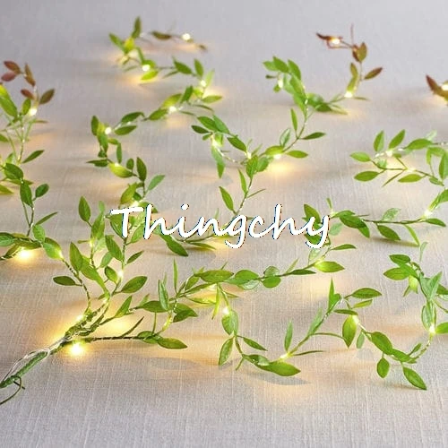 Branch Vine Leaves decorative garland lights battery LED fairy string lights for Spring wedding decoration party Home decor