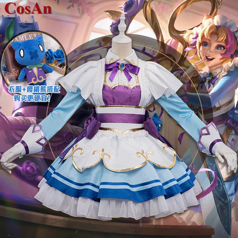 CosAn Hot Game LOL Gwen Cosplay Costume Coffee Sweetheart Blue Elegant  Maid Outfit Activity Party Role Play Clothing New