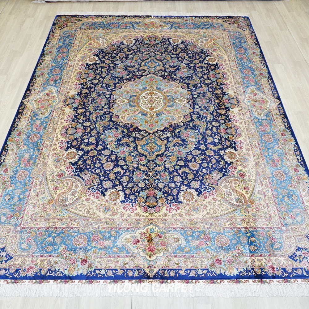 Yilong 9'x12' Blue classic handmade rug large vantage persian handmade carpet (TJ127A)