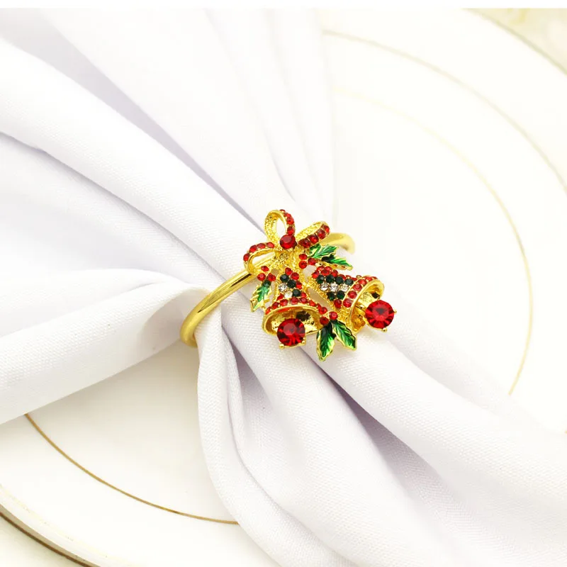 

10pcs/lot New Christmas Bells Napkin Ring Color Napkin Button Hotel Western Restaurant Cloth Ring