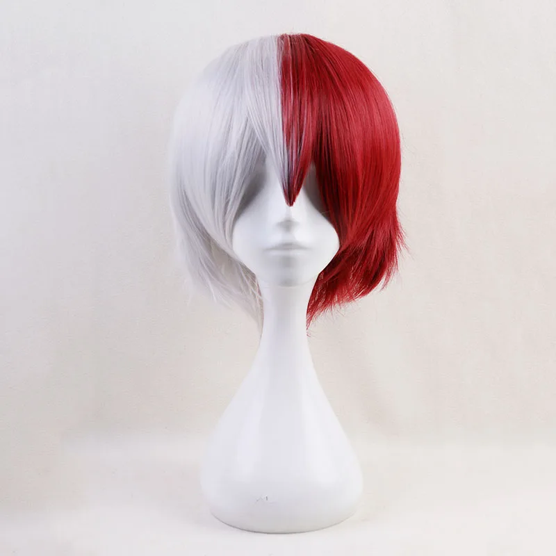 

My Hero Academia Shoto Todoroki Shouto White Red Short Wig Cosplay Costume Boku no Hero Academia Heat Resistant Hair Men Wigs