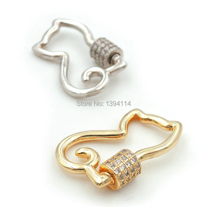 25*20*6mm Micro Pave Clear CZ Cat Screw Clasps Accessories