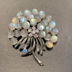 natural semi-precious stone brooch & pendant double use copper fashion wome jewelry free shipping 48*43MM