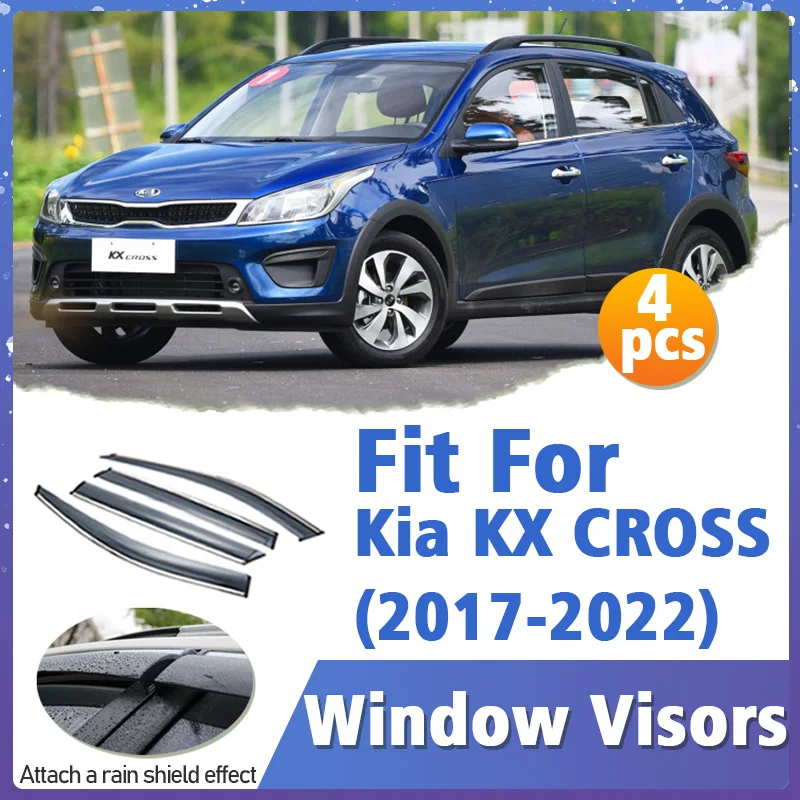 

Window Visor Guard for Kia KX CROSS 2017-2022 Vent Cover Trim Awnings Shelters Protection Sun Rain Deflector Auto Accessories