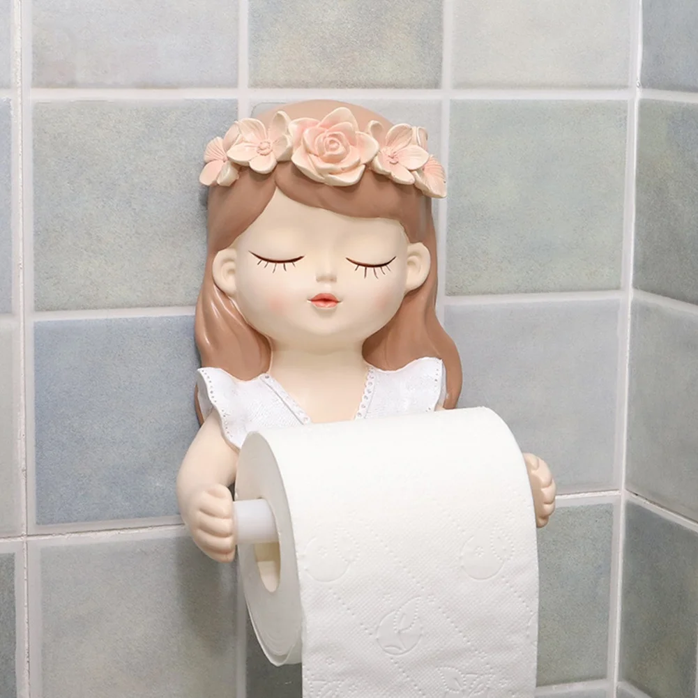 Ins Fairy Tissue Holder Long Hair Fairy Long Hair Lovely Girl Toilet Tissue Holder Bathroom Light Luxury Decoration Accessories