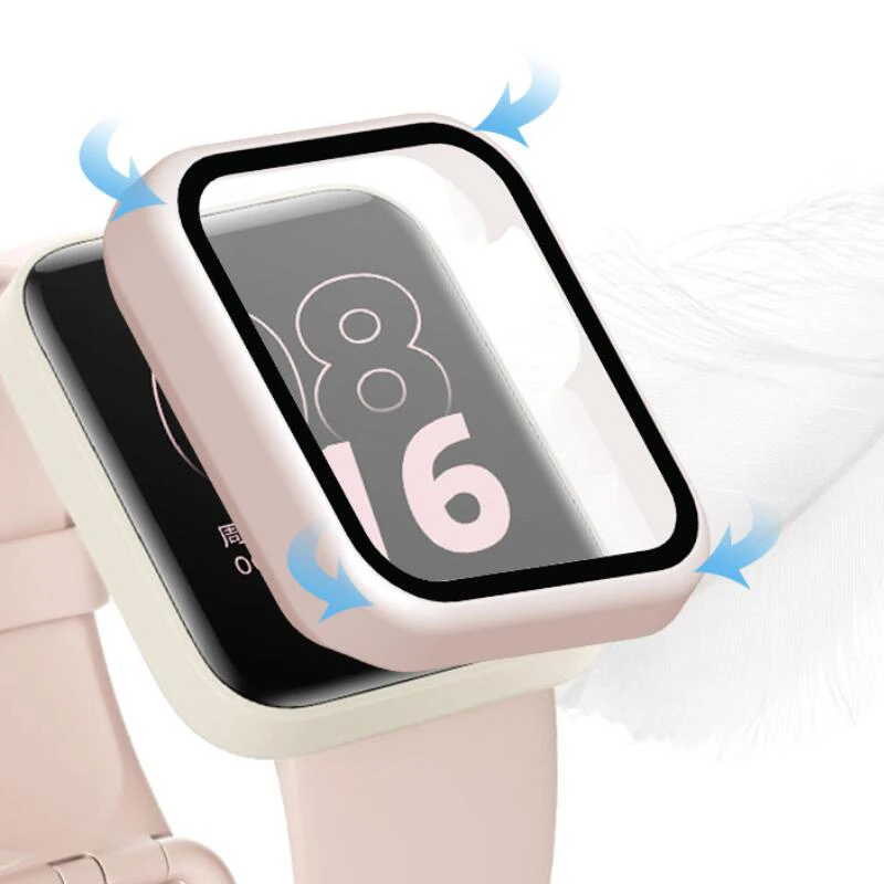 Carcasa dura brillante para Xiaomi Mi Watch Lite/Redmi, Protector de pantalla de vidrio, accesorios
