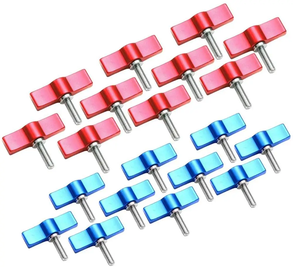 

10 pcs M5 Blue and 10 pcs Red Hand Tighen Screw Aluminum Alloy Handle Adjustable Screws DSLR Camera Photography Accessories