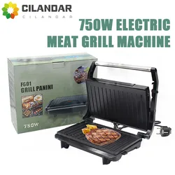 Yeni 750W sandviç makinesi kahvaltı makinesi barbekü kızartma Intestinal Hamburger Panini makinesi biftek kızartma tavası yumurta ocak 220V