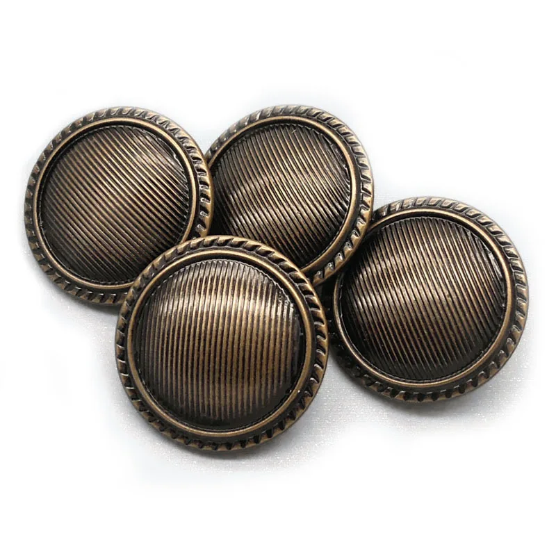 10pcs High-grade Round Bronze Copper Buttons Retro Metal Shank Buttons Coats Suit Jeans Silver Buttons DIY Sewing Accessories