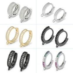 Round Circle Zircon Rhinestone Hoop Earrings For Women Jewelry Making Gold Plated Earring Accessories