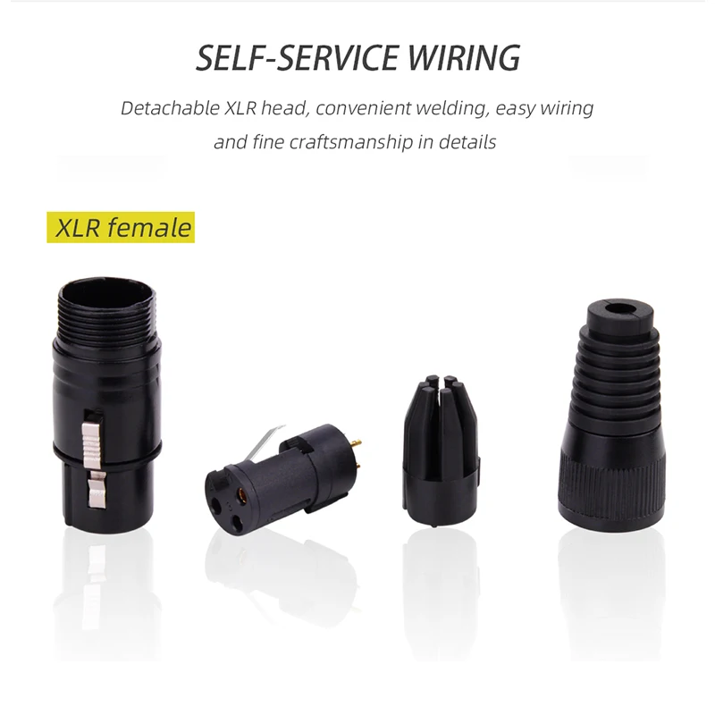 Yyaudio 10 peças macho e fêmea 3 pinos xlr microfone áudio fibra de carbono conectores xlr de áudio de alta qualidade alto-falantes aux jack soquete