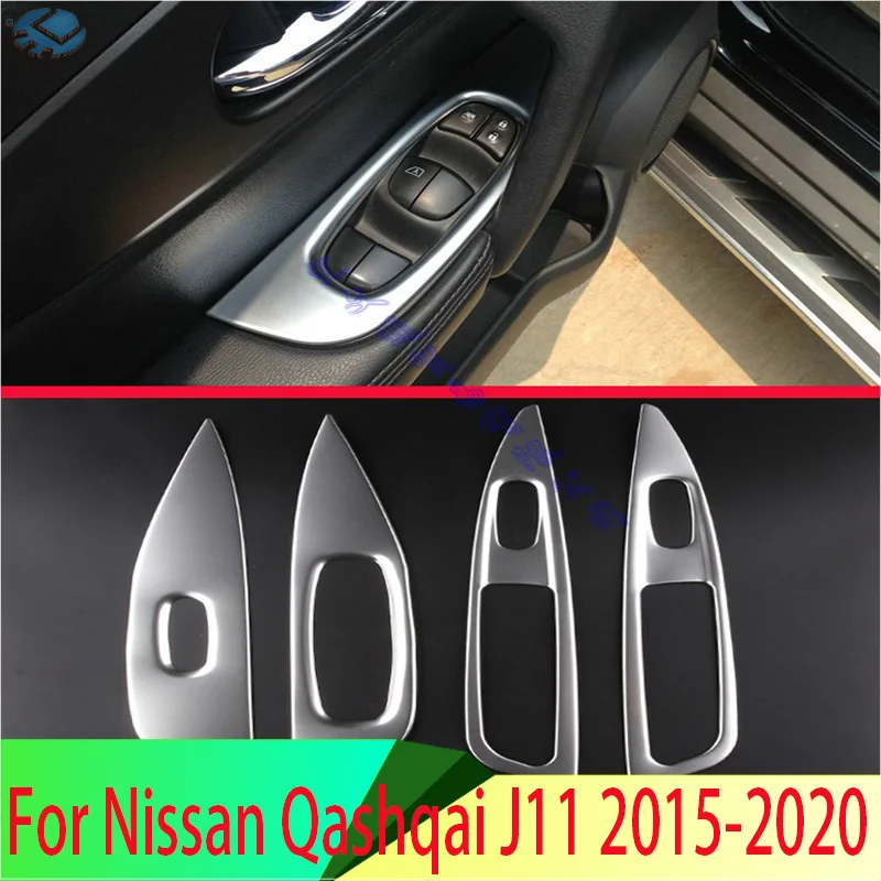 For Nissan Qashqai J11 2015 2016 2017 2018 2019 2020 ABS Chrome Door Window Armrest Cover Switch Panel Trim Molding Garnish