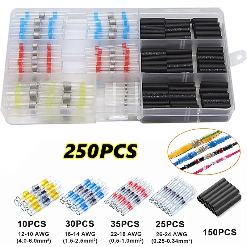 Термоусадочные соединители для сращивания проводов, 100/250 шт./компл.