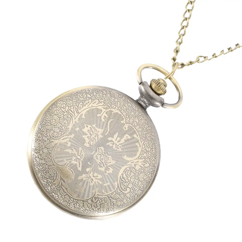 Antique Vintage Roman Number Quartz Pocket Watch Round Case Pendant Necklace Chain Clock Gifts XIN-Shipping