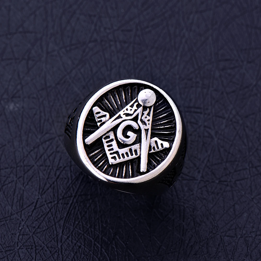 316L Titanium Steel Masonic AG Ring Hip Hop Rock Stainless Steel Jewelry For Men Size 8-12# drop shipping