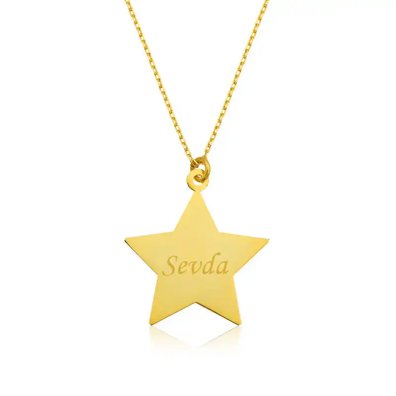 Sterling silver Personalized Is Star Necklace 925 Sterling Women Fine Jewelry Wedding Party Birthday Gift - Box  - Pendant - Chain Choker - Female - Ladies - Fashion