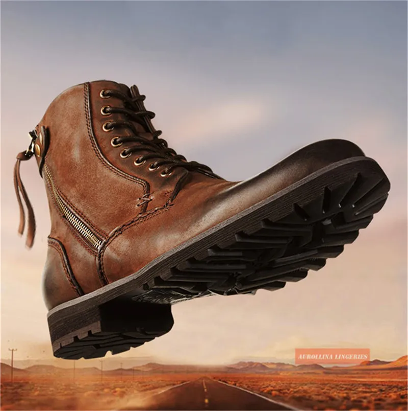 Military Boots Tough Guy Boots All Terrain Sturdy Thick Leather Jungle Boots Shoes Outsole Rubber Strong Men Outdoor Boots