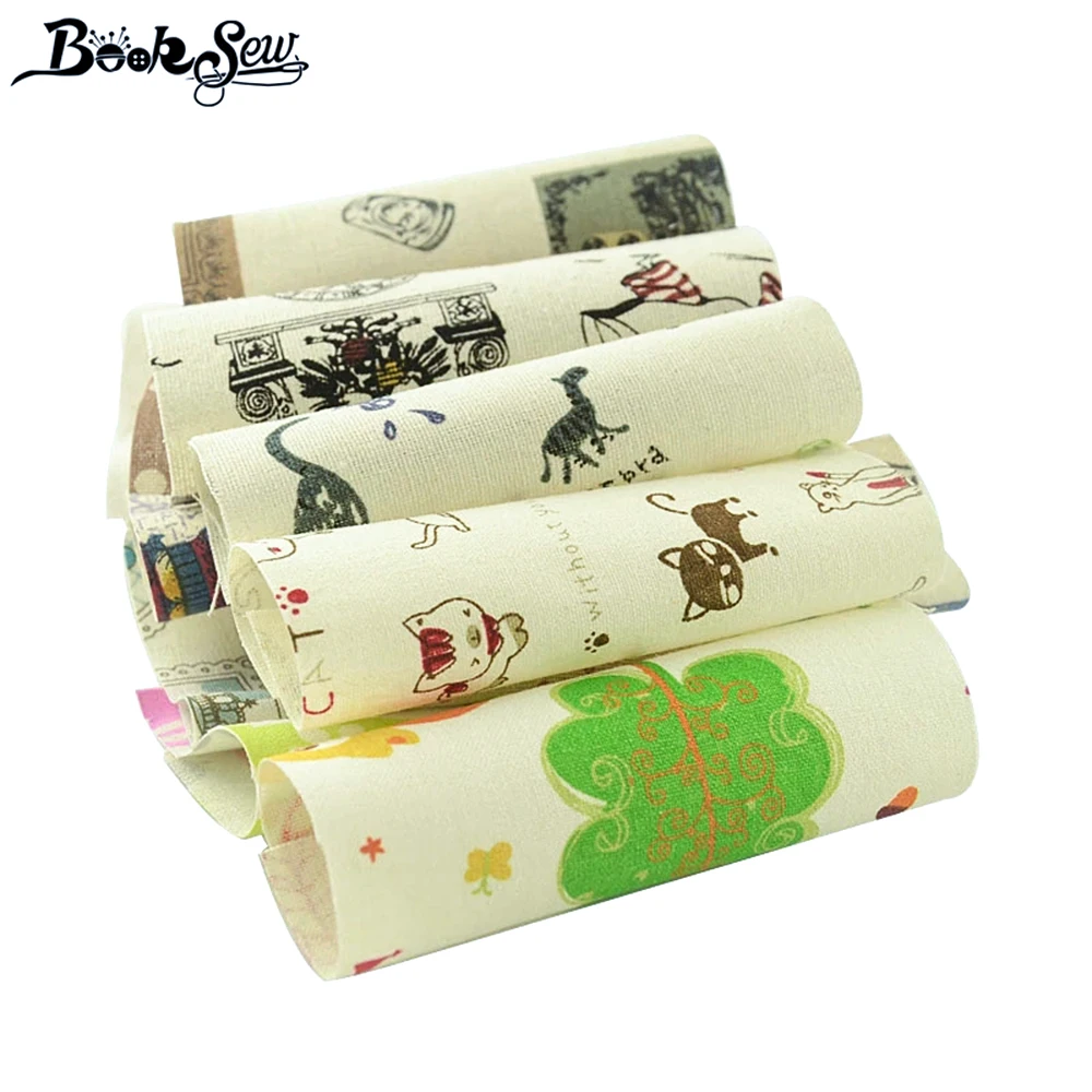 Booksew Canvas Fabric 20 PCS/Lot 12x12cm Linen FabricTelas Tissus DIY Sewing Zakka Cushion Quilts Bags Patchwork Textile