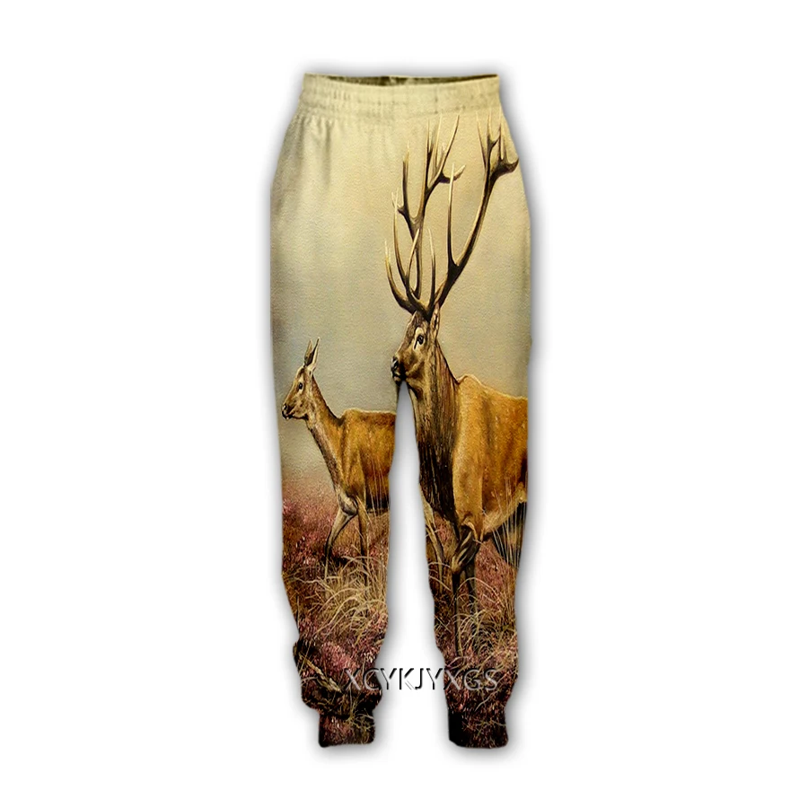 Pantaloni da caccia para cervi animali stampa impressão 3d calças casuais calças moletom calças retas calças de jogging y98