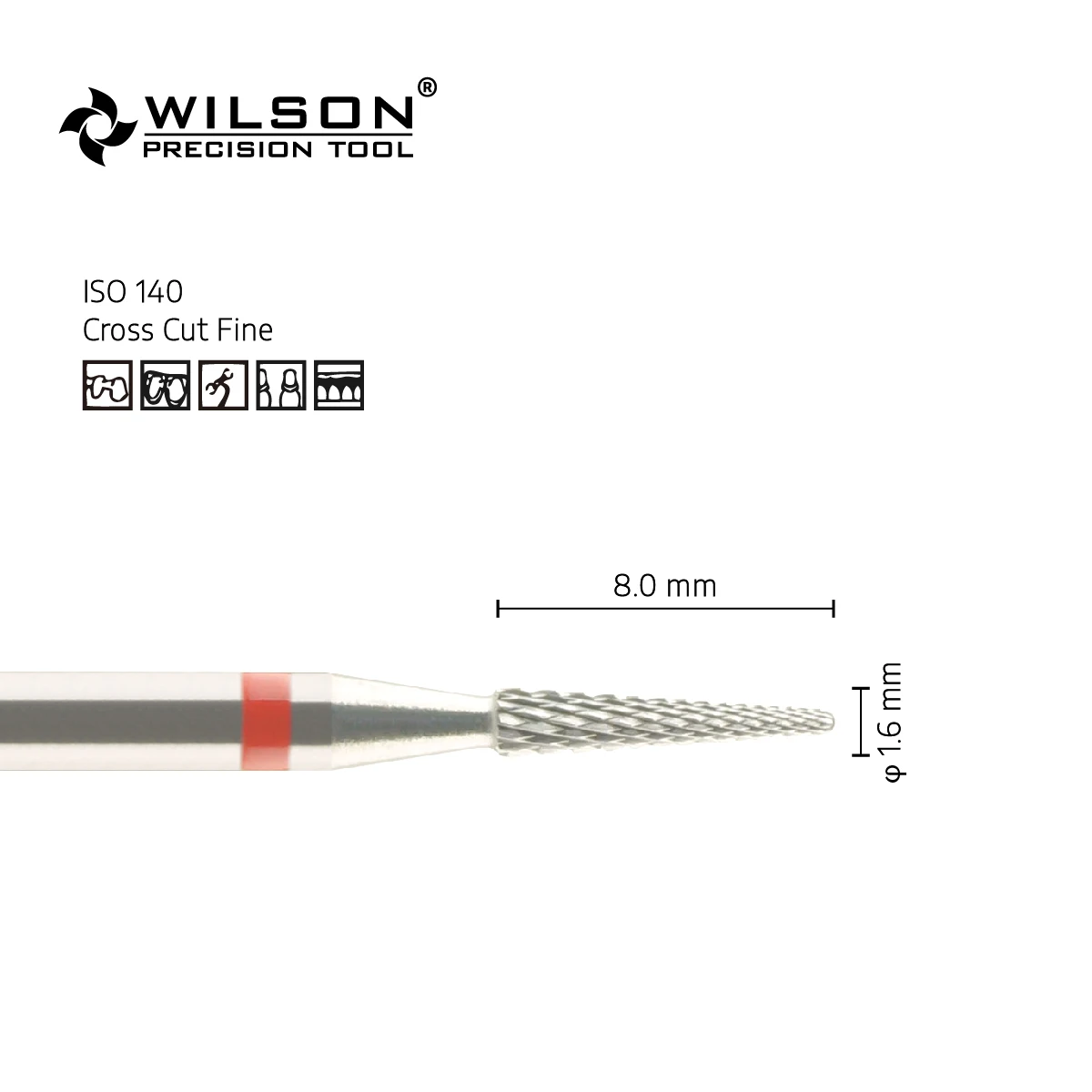 WilsonDental Burs 5000207-ISO 198 140 016 Tungsten Carbide Dental Burs for trimming Metal/Acrylic